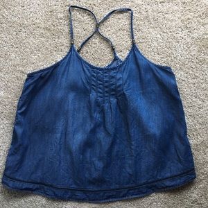Maurices chambray denim racerback tank w/ beads